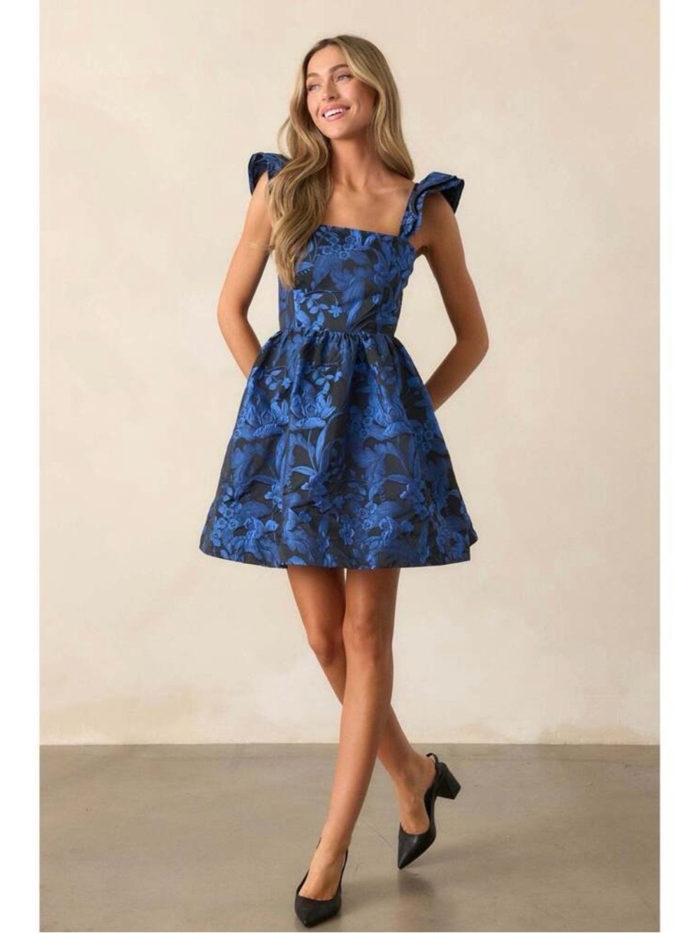Sugarlips Vernonia Floral Jacquard Ruffle Mini Dress